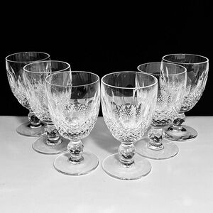 6 WATERFORD Colleen CLARET WINE Glasses / FINE IRISH CRYSTAL / 4.75 Inches / EUC